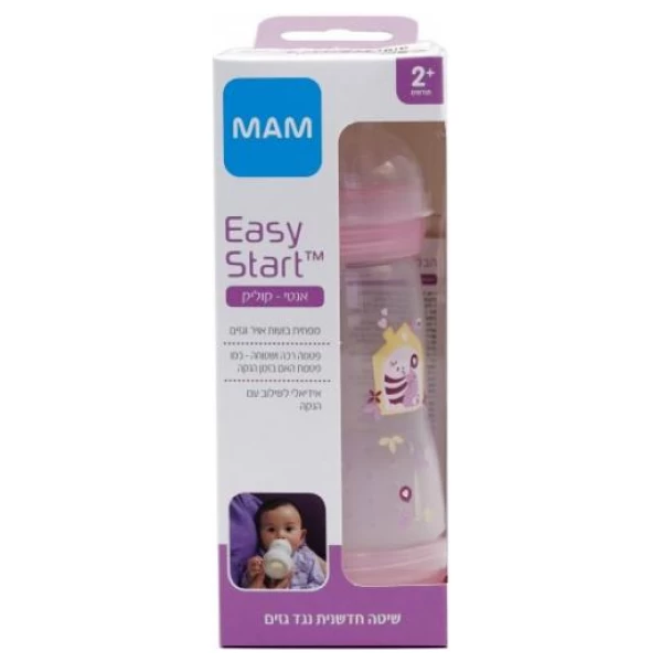 בקבוק אנטי קוליק 260 מ''ל MAM - צבע ורוד