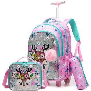 ערכת 3 תיקי גב עם גלגלים לבית ספר לילדים