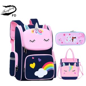 סט תיקים לבית ספר 3D לילדות — תיק גב, תיק עפרון ועיצוב לב