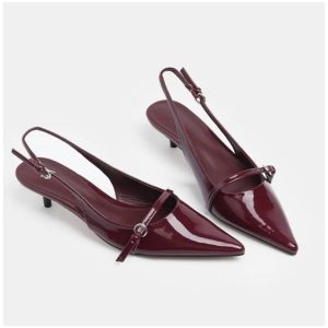 סנדלי נשים קיץ בעקב גבוה עם אבזם מתכתי